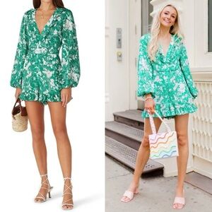 Alexis Cerca Green Floral Long Sleeve Romper